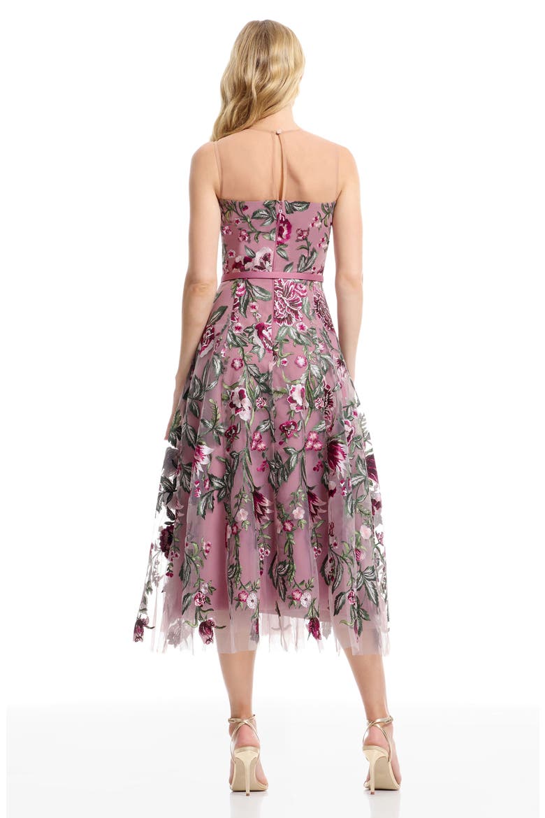 Rosemary Floral Embroidery Cocktail Midi Dress, Alternate, color, BLUSH MULTI