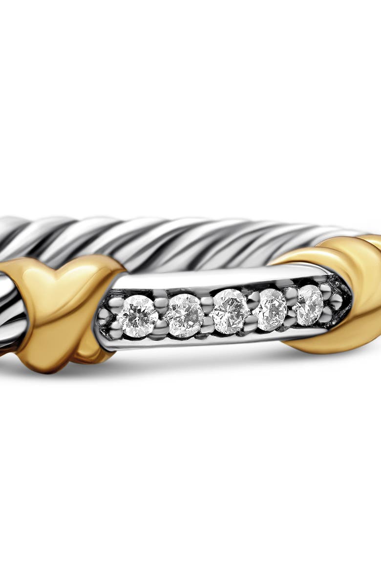 David Yurman Petite Helena Wrap Ring with 18K Yellow Gold and Diamonds, Alternate, color, Silver