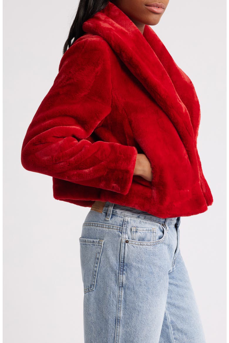 Shawl Collar Faux Fur Jacket, Alternate, color, HOT TO TROT