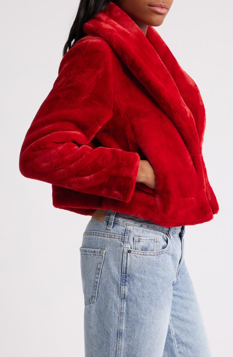 BLANKNYC Shawl Collar Faux Fur Jacket, Alternate, color, Hot To Trot