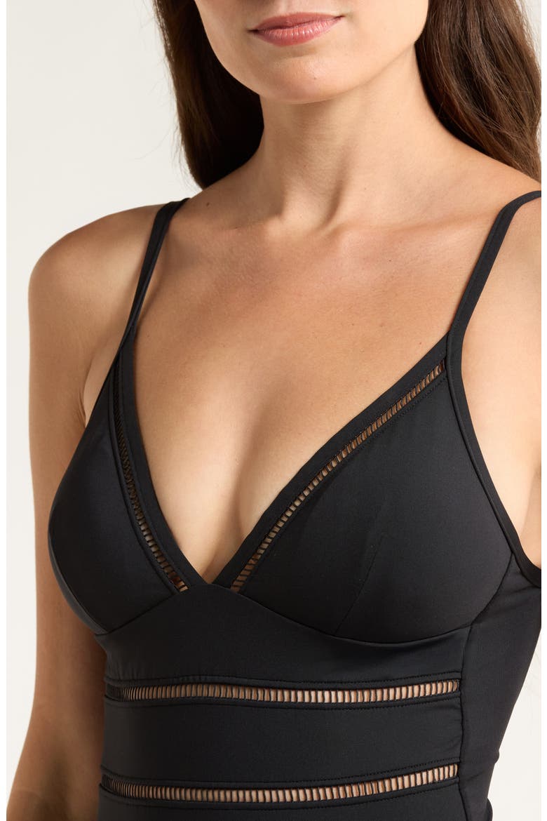 Essenitals Edit Cross Back One-Piece Swimsuit, Alternate, color, BLACK