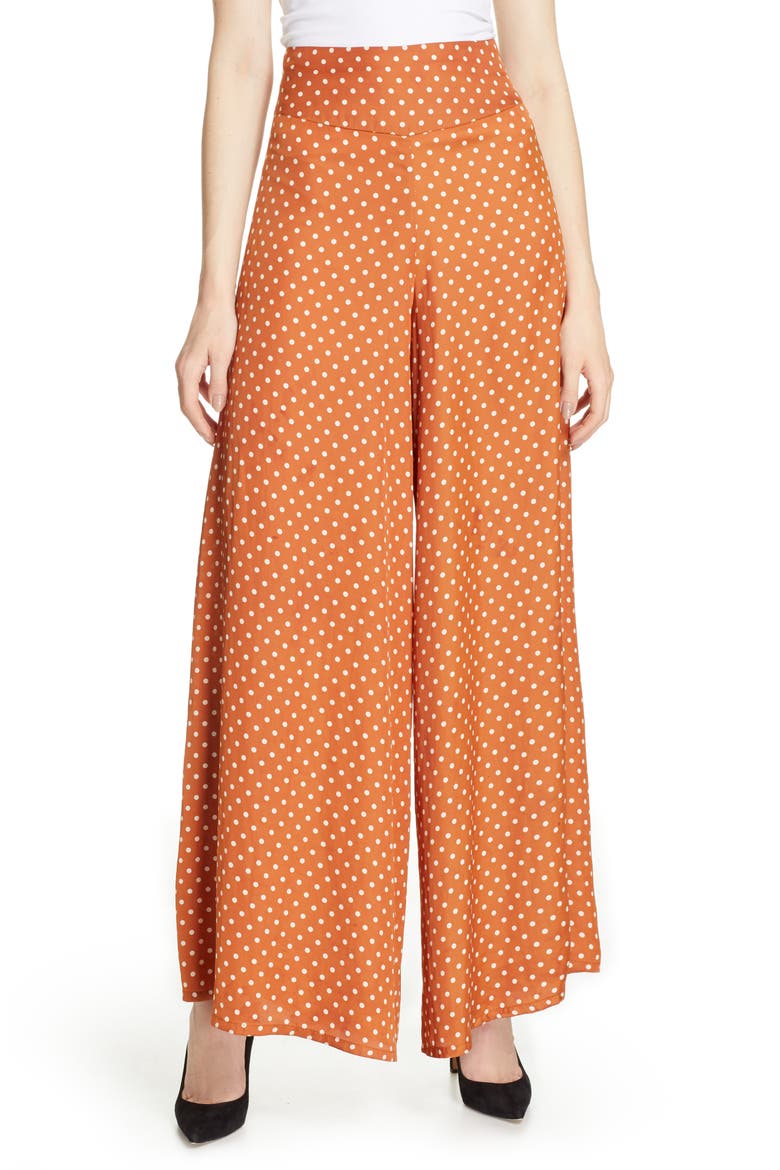 Polka Dot Palazzo Pants, Main, color, AMBER POLKA DOT