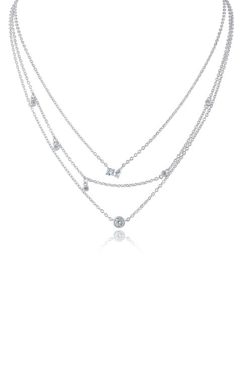 Cubic Zirconia Charm Layered Necklace