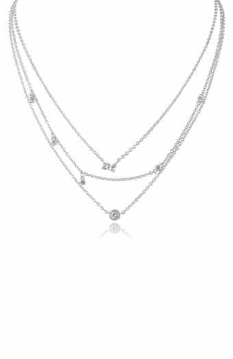 CZ by Kenneth Jay Lane Cubic Zirconia Charm Layered Necklace