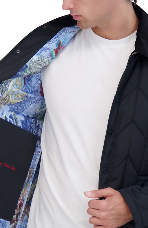 Robert Graham Water Repellent Quilted Chore Coat In Black
