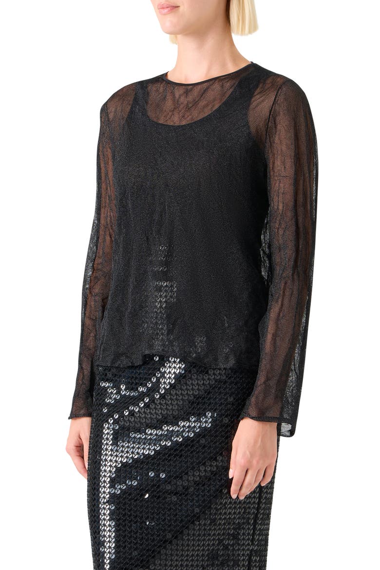 Crinkle Knit Sweater, Alternate, color, BLACK
