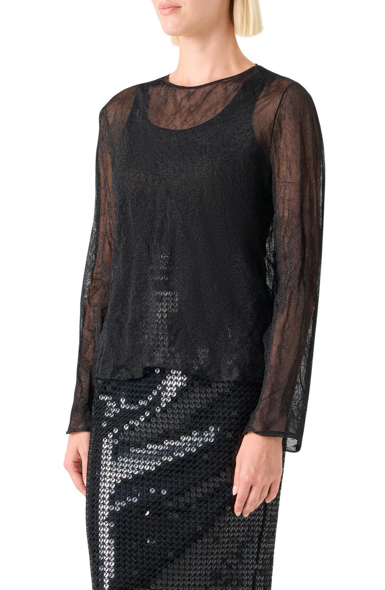 Akris Crinkle Knit Sweater, Alternate, color, Black