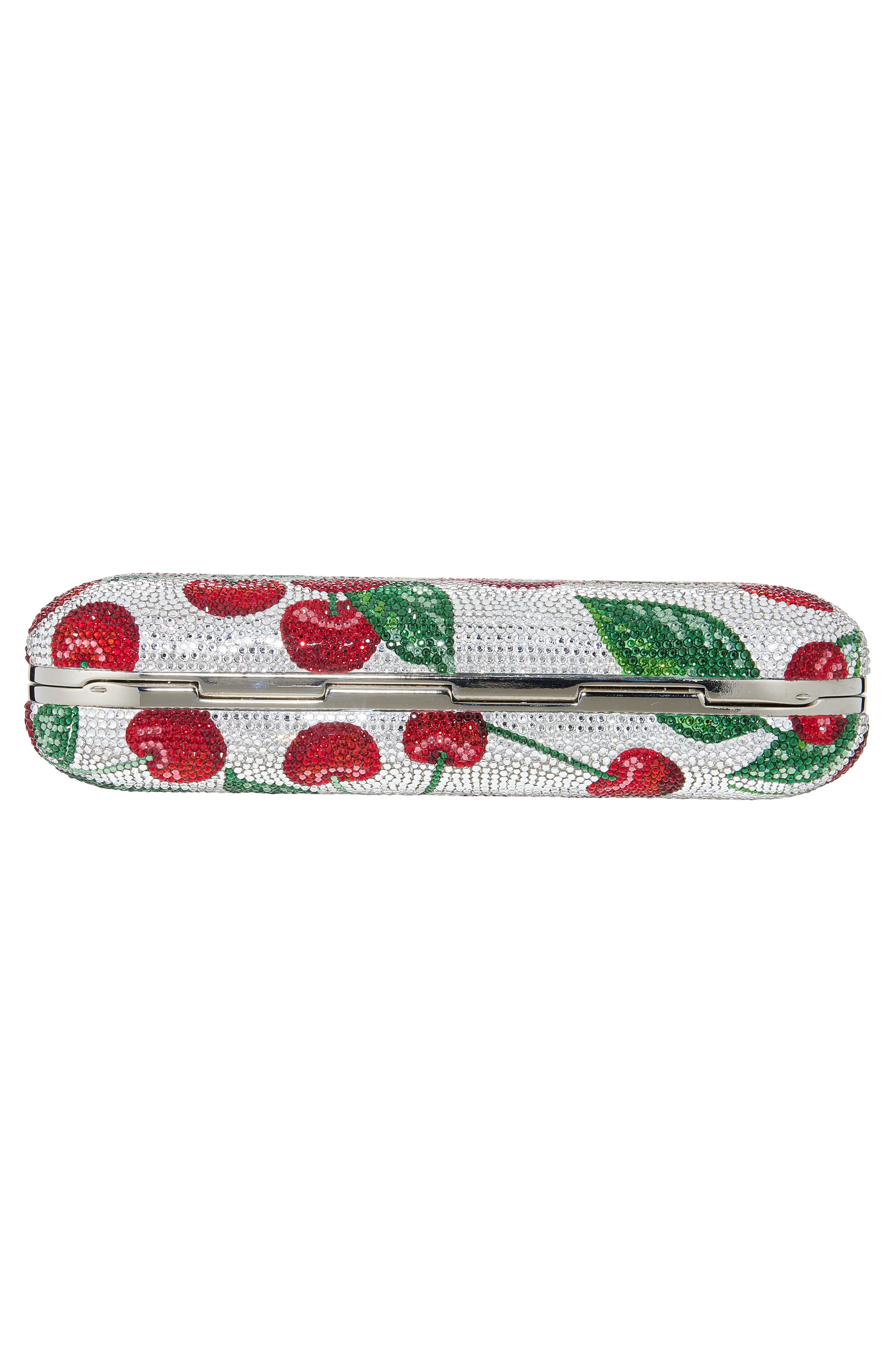 JUDITH LEIBER COUTURE Bing Cherries Long Slide Crystal Clutch, Alternate, color, Silver Rhine Multi
