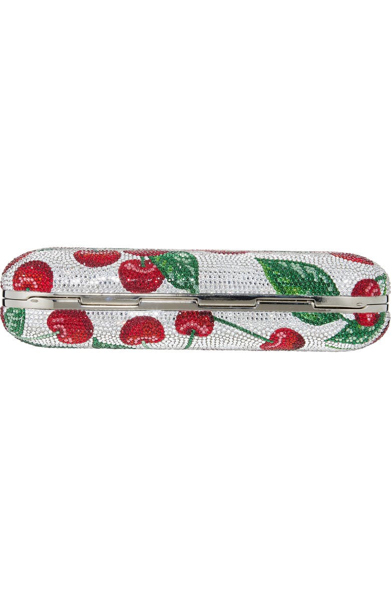 JUDITH LEIBER COUTURE Bing Cherries Long Slide Crystal Clutch, Alternate, color, Silver Rhine Multi