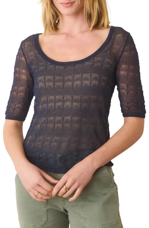 Shop Marine Layer Alana Pointelle Stitch Sweater In Mood Indigo