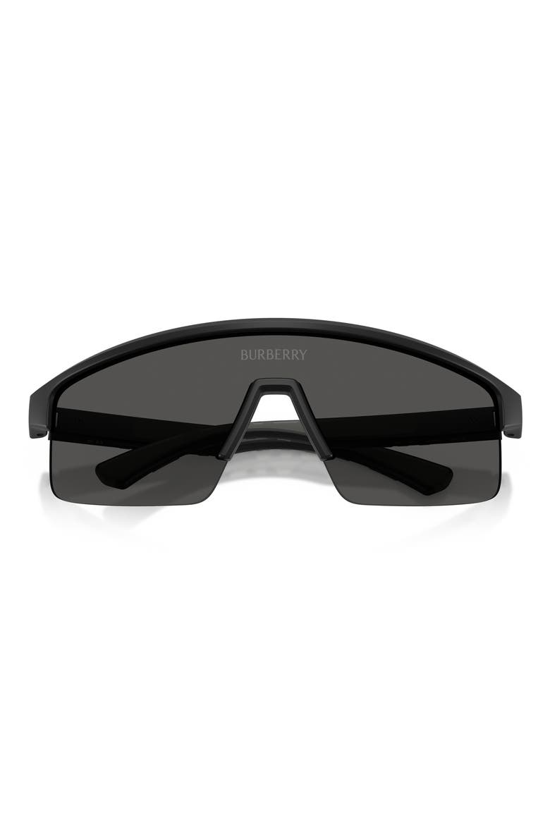 BE4498 138mm Rectangle Shield Sunglasses, Alternate, color, MATTE BLACK / DARK GREY