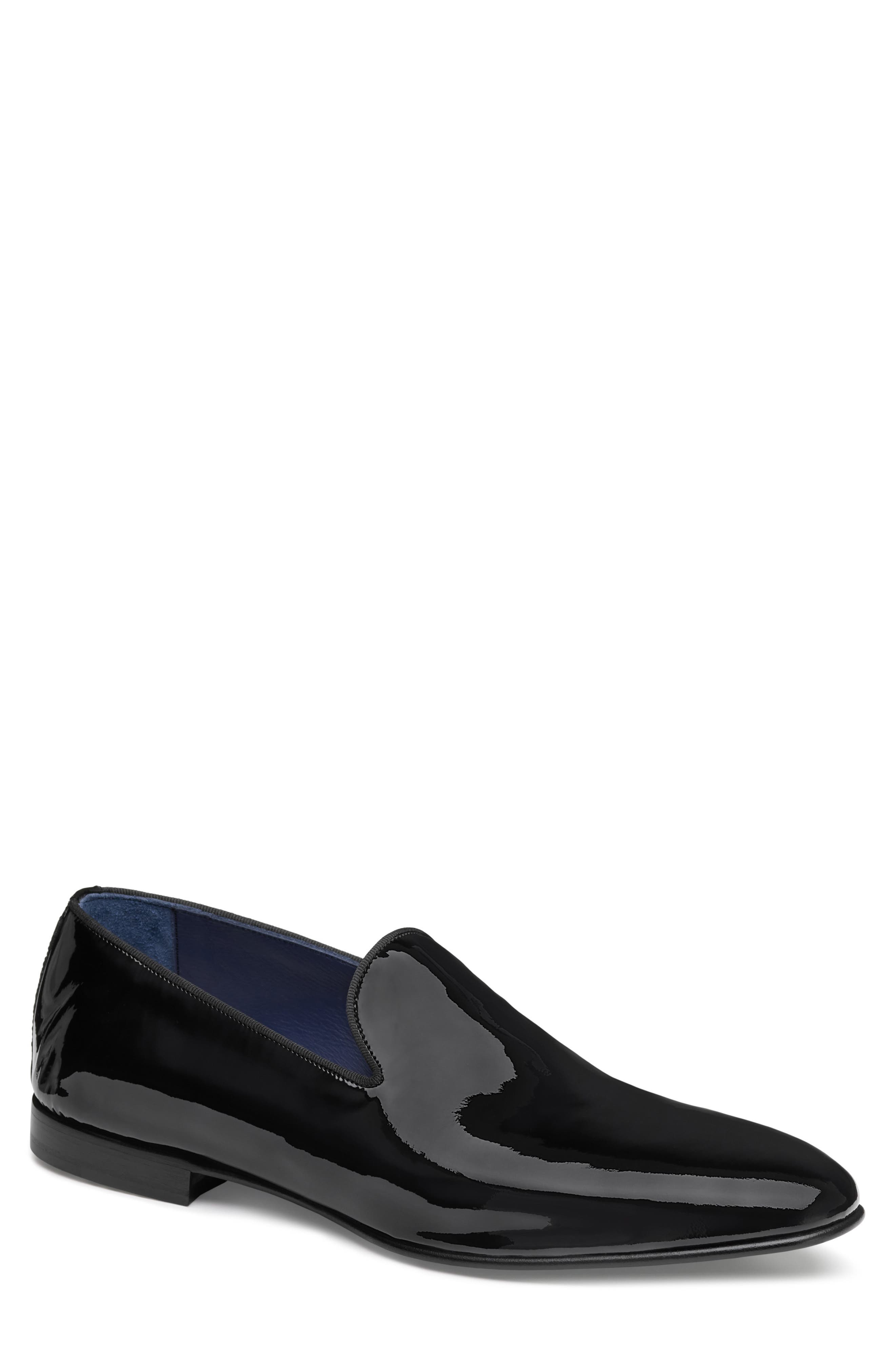 Johnston & Murphy Kinser Slip-On Shoe, Main, color, Black Italian Patent Calfskin