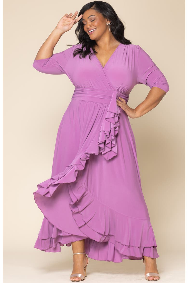 Veronica Ruffled High-Low Evening Gown, Alternate, color, LILAC