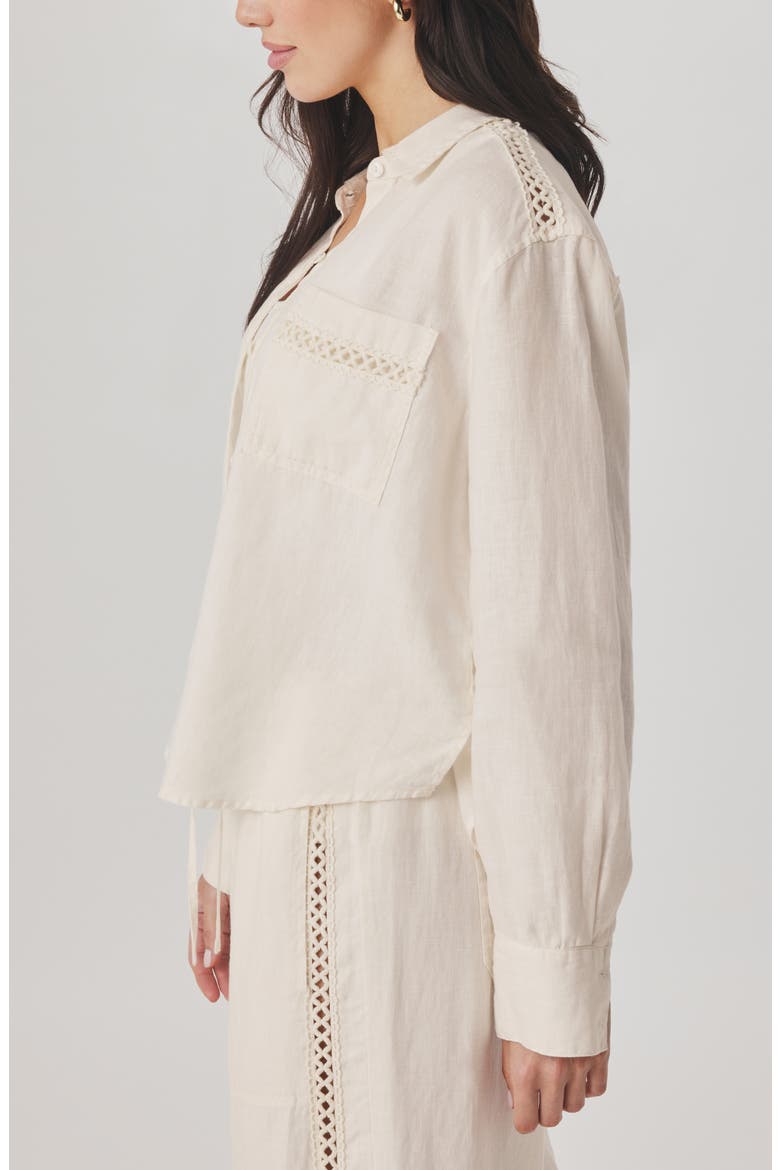 Stella Linen Button Down Shirt, Alternate, color, ANTIQUE PEARL GREY