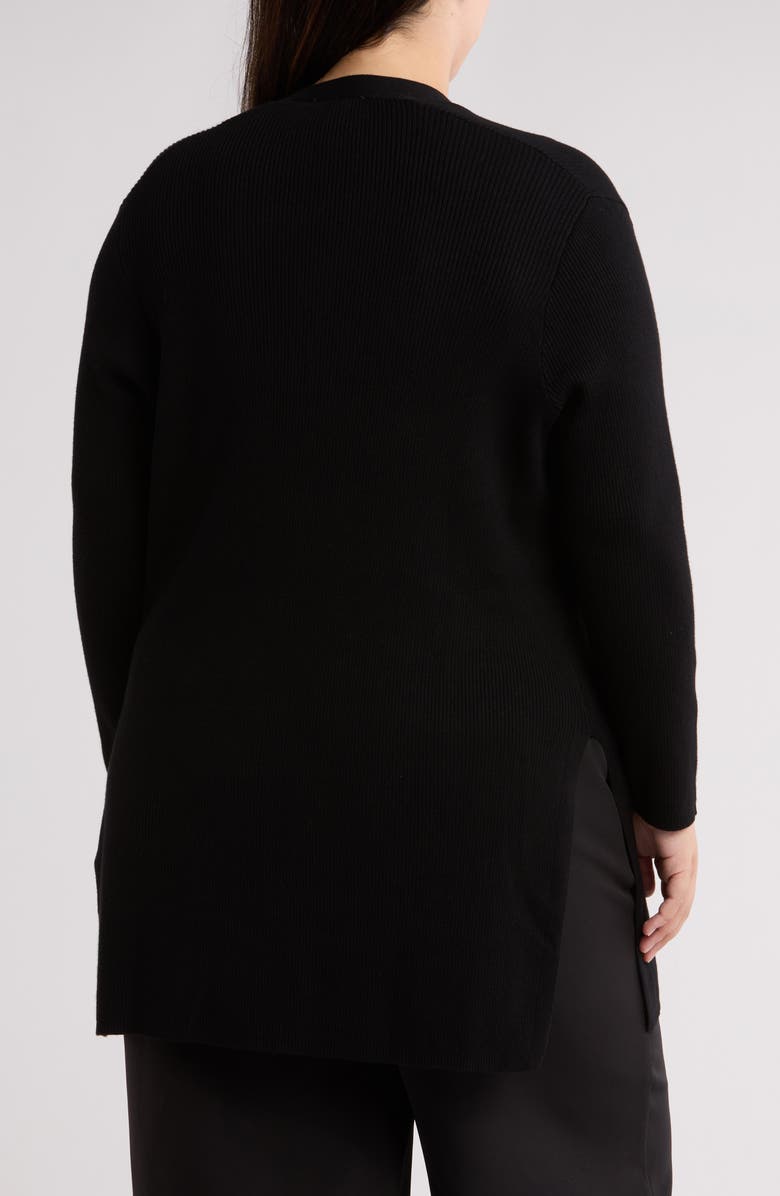Open Front Ribbed Long Cardigan