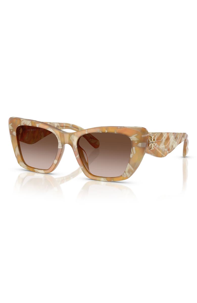 Tory Burch 52mm Cat Eye Sunglasses, Alternate, color, Honey Horn