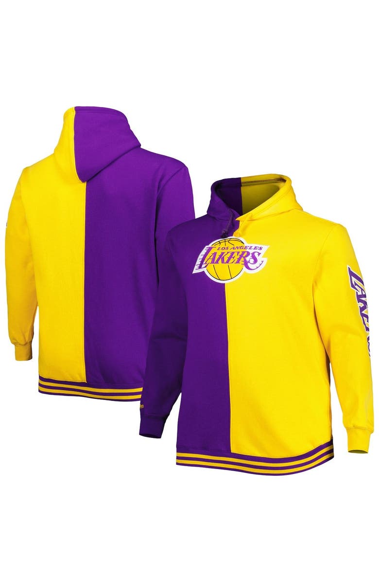 Mitchell & Ness Men's Mitchell & Ness Purple/Gold Los Angeles Lakers Big & Tall Hardwood Classics Split Pullover Hoodie, Main, color, Purple