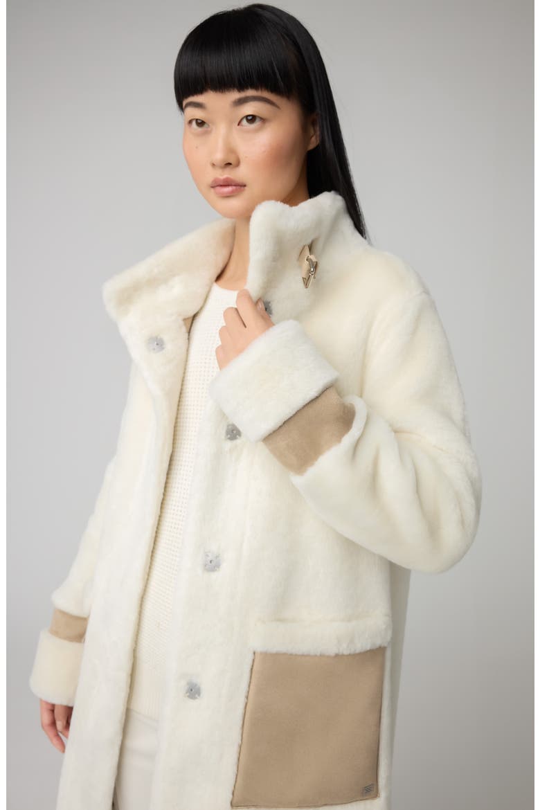 Fiala Faux Fur & Faux Suede Coat, Alternate, color, POWDER
