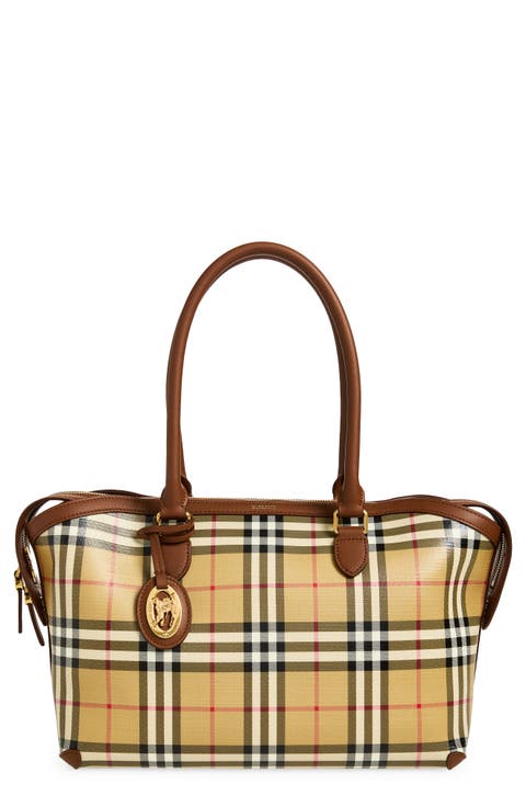 Small Check Coated Canvas Zip Tote