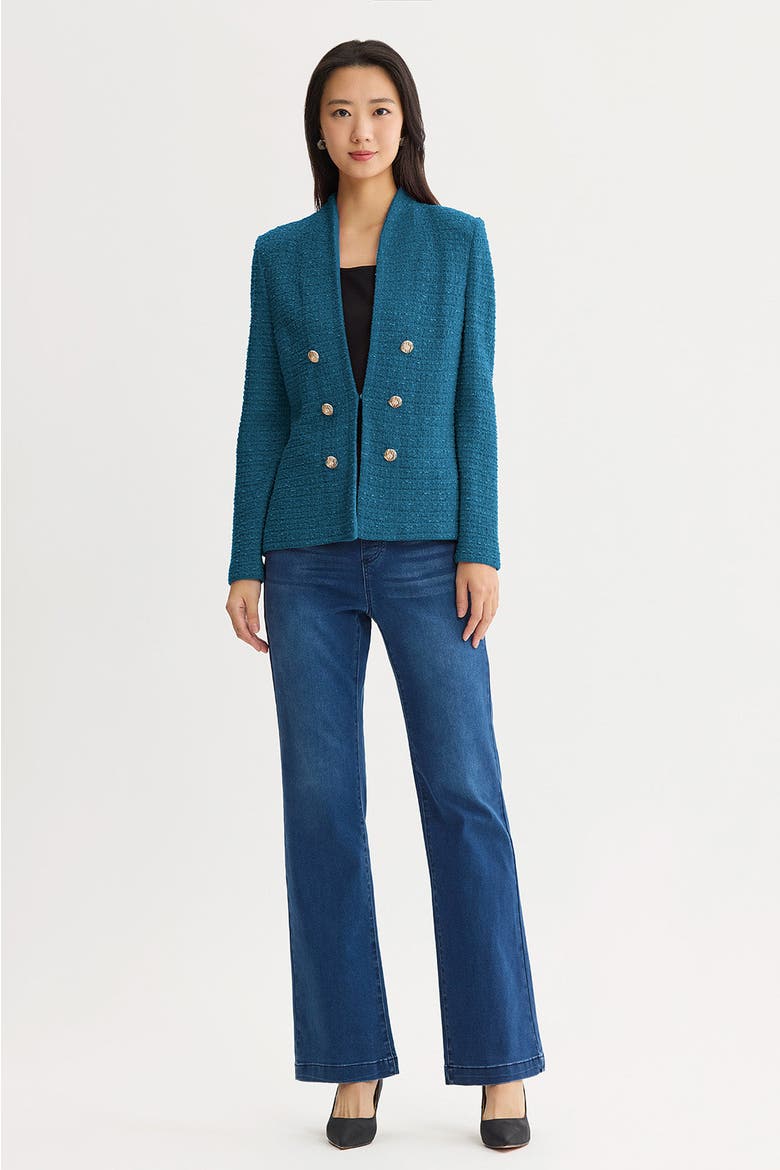 Tailored Tonal Eyelash Tweed Knit Jacket, Alternate, color, Deep Teal