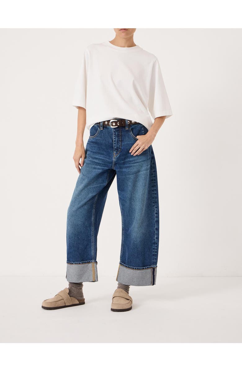 Hush Faith Turn Up Barrel Leg Jeans, Alternate, color, Authentic Blue Wash