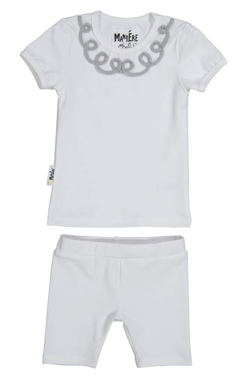 Maniere Manière Kids' Scalloped Collar Top & Shorts Set In Gray