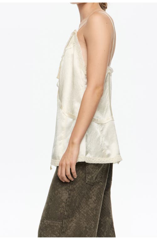 Bimba Y Lola Mixed Fabrics Straight Cut Top In Neutral