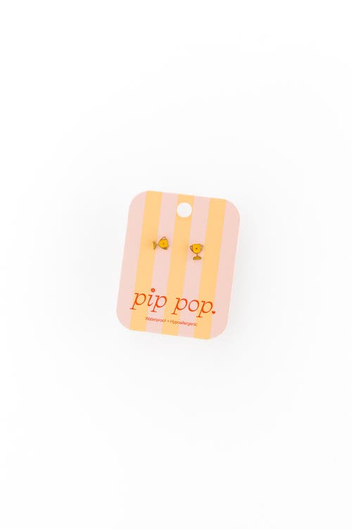 Pip Pop Trophy Stud Earrings In Gold