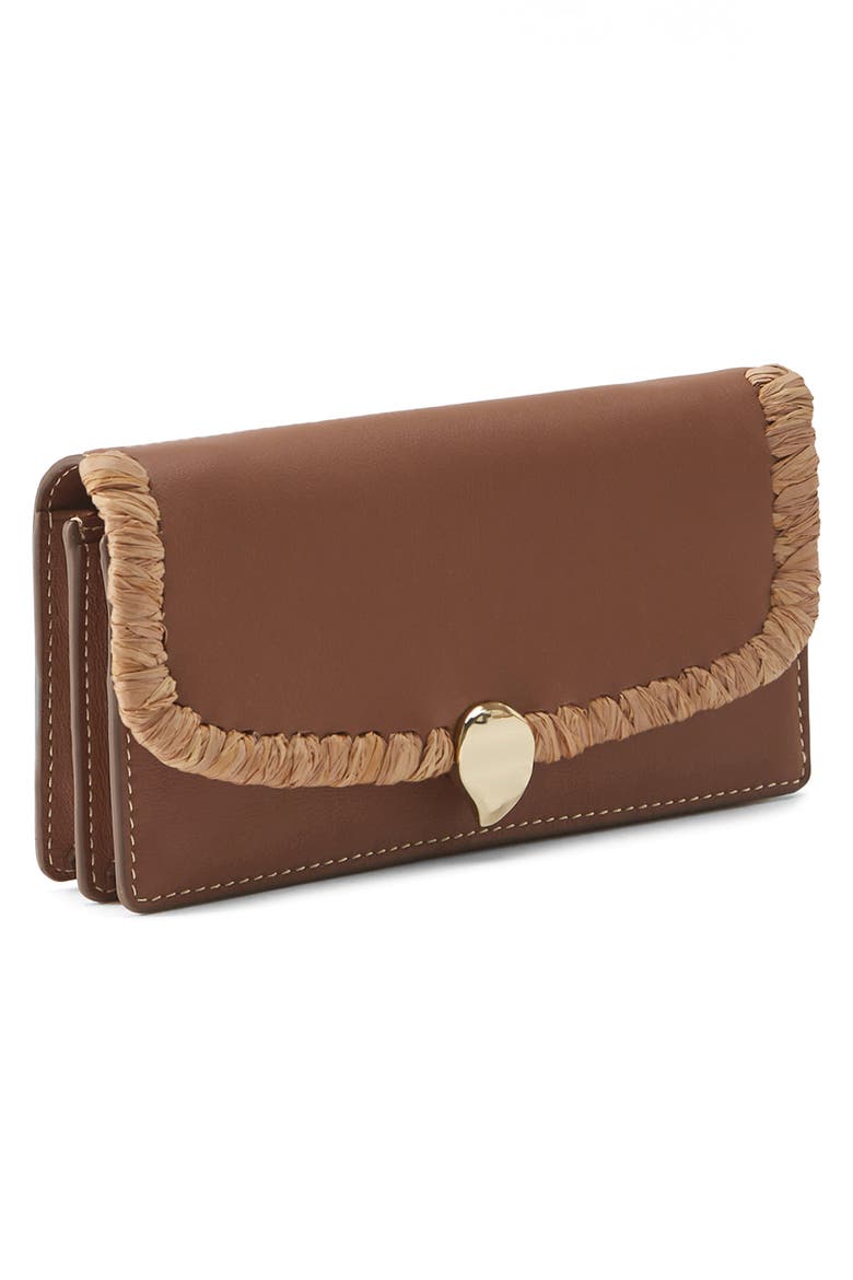 Blisse Raffia Trim Wallet, Alternate, color, CUOIO/ NOUGAT