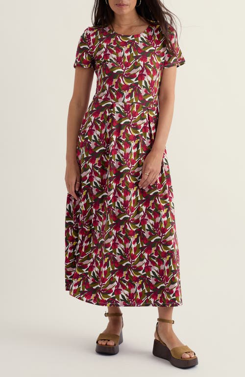 Seasalt Cornwall Veronica Floral Stretch Organic Cotton Midi Dress in Abstract Protea Chalk at Nordstrom, Size 4