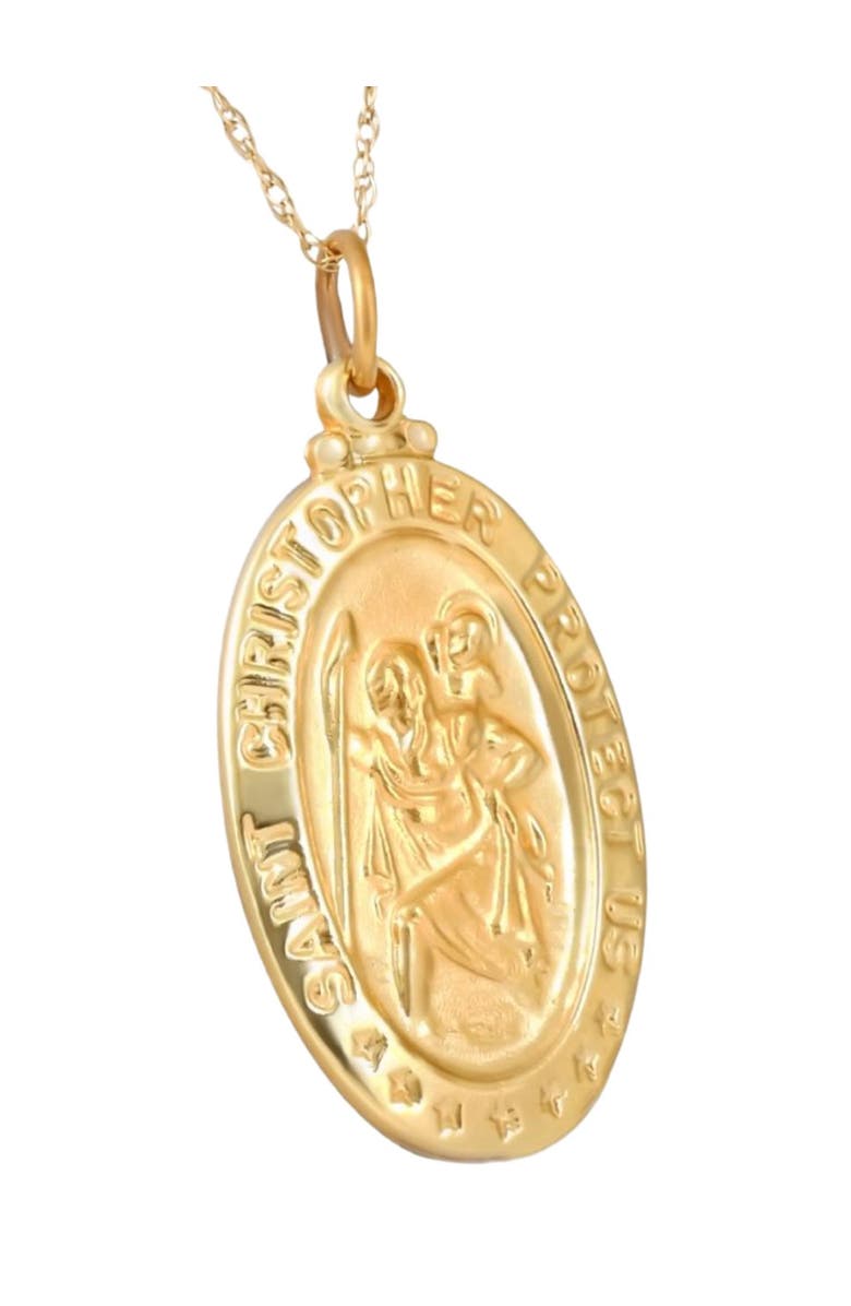 Bliss Diamond 14k Gold St. Christopher Medal Pendant 1" Tall 2.5 Grams, Alternate, color,