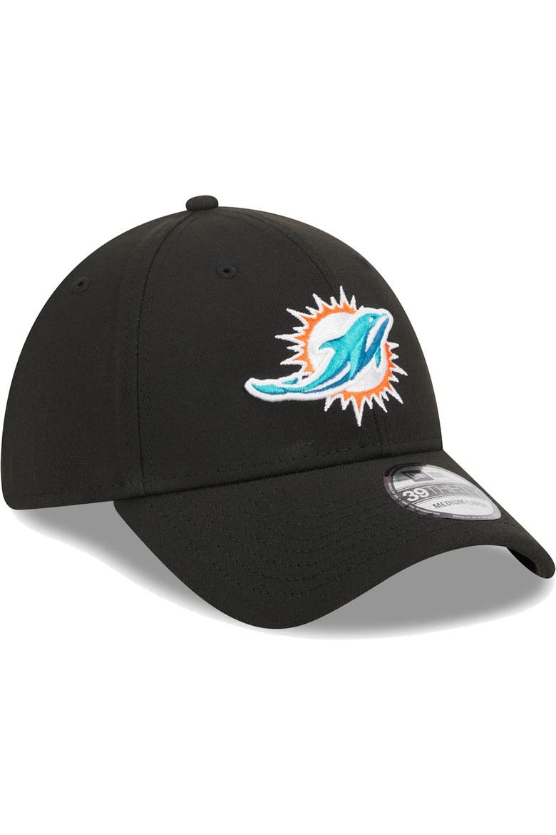 Men's New Era Black Miami Dolphins  Main 39THIRTY Flex Hat, Alternate, color, Black