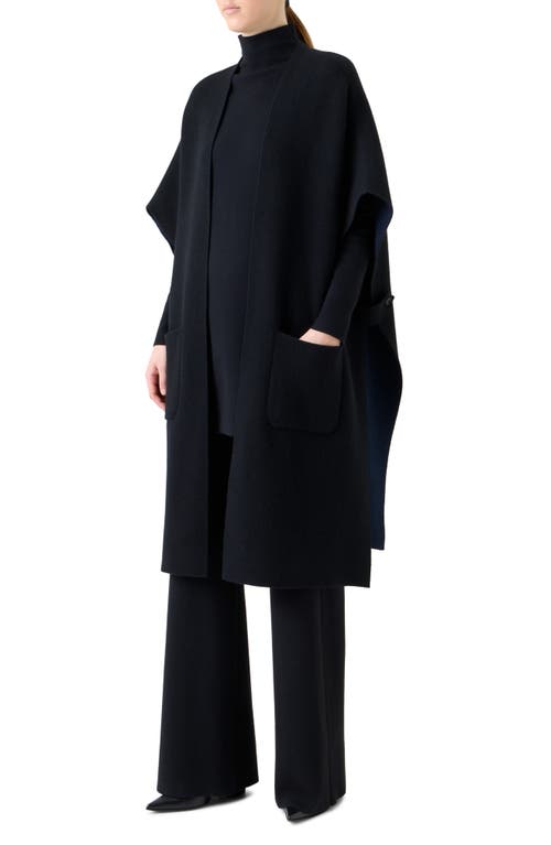 Akris Bicolor Cashmere Double-face Knit Cape In Black