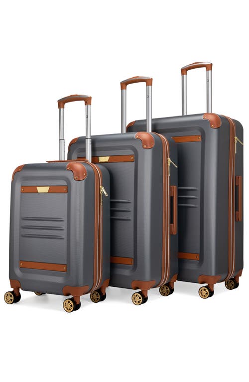 19v69 Italia Vintage 3 Piece Expandable Spinner Luggage Set In Gray