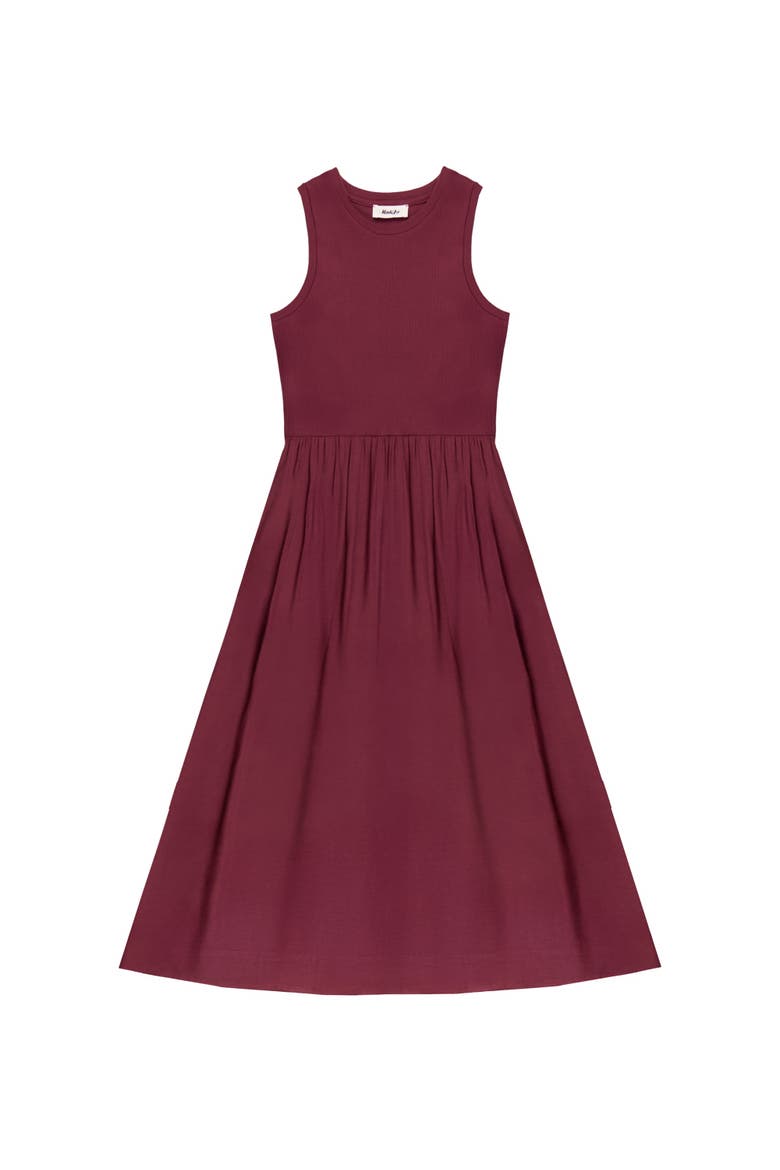 Mixed Media Sleeveless Dress, Alternate, color, Plum