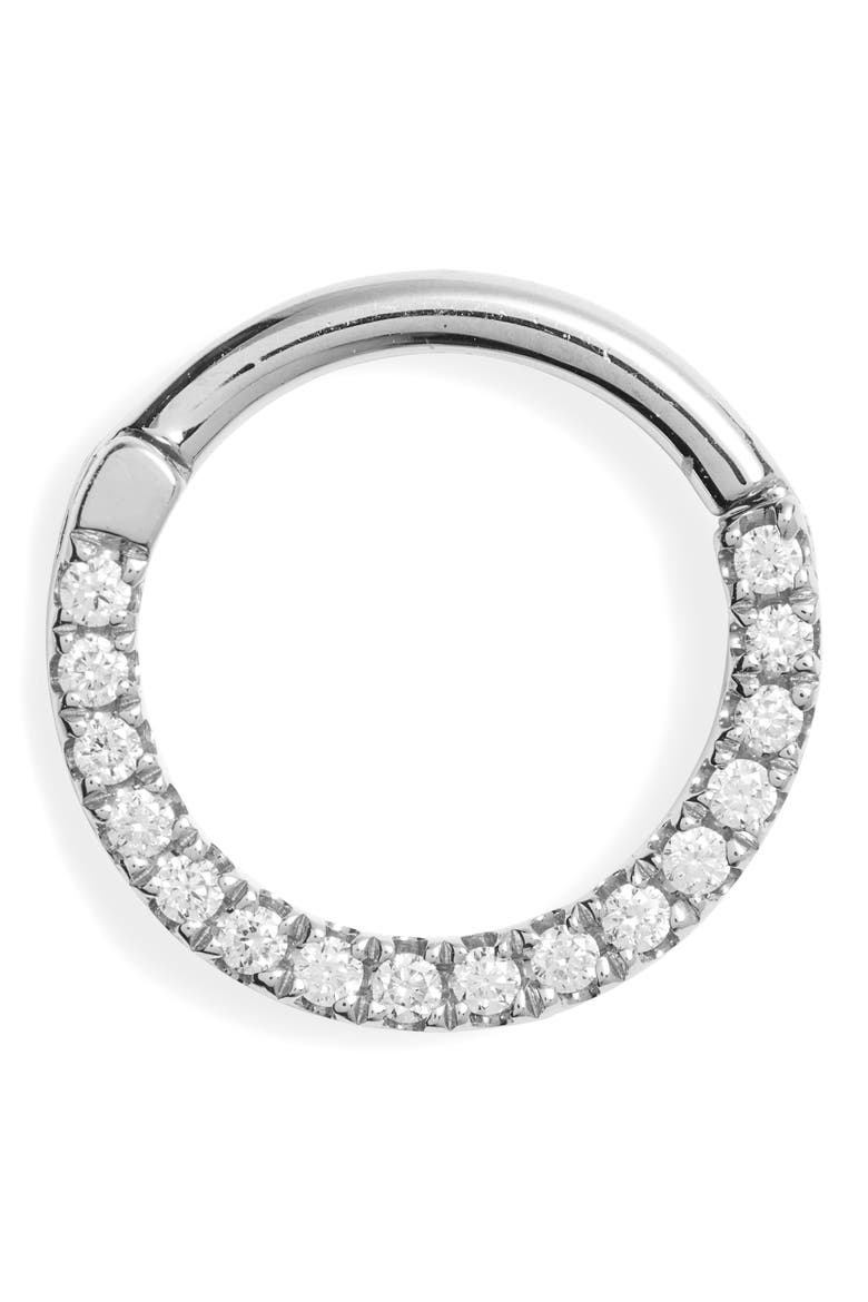 16-Gauge Diamond Front Eternity Clicker Earring, Main, color, WHITE GOLD/ DIAMOND