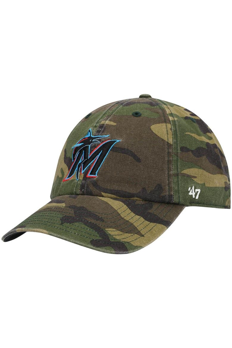 Men's '47 Camo Miami Marlins Team Clean Up Adjustable Hat, Main, color, Camo