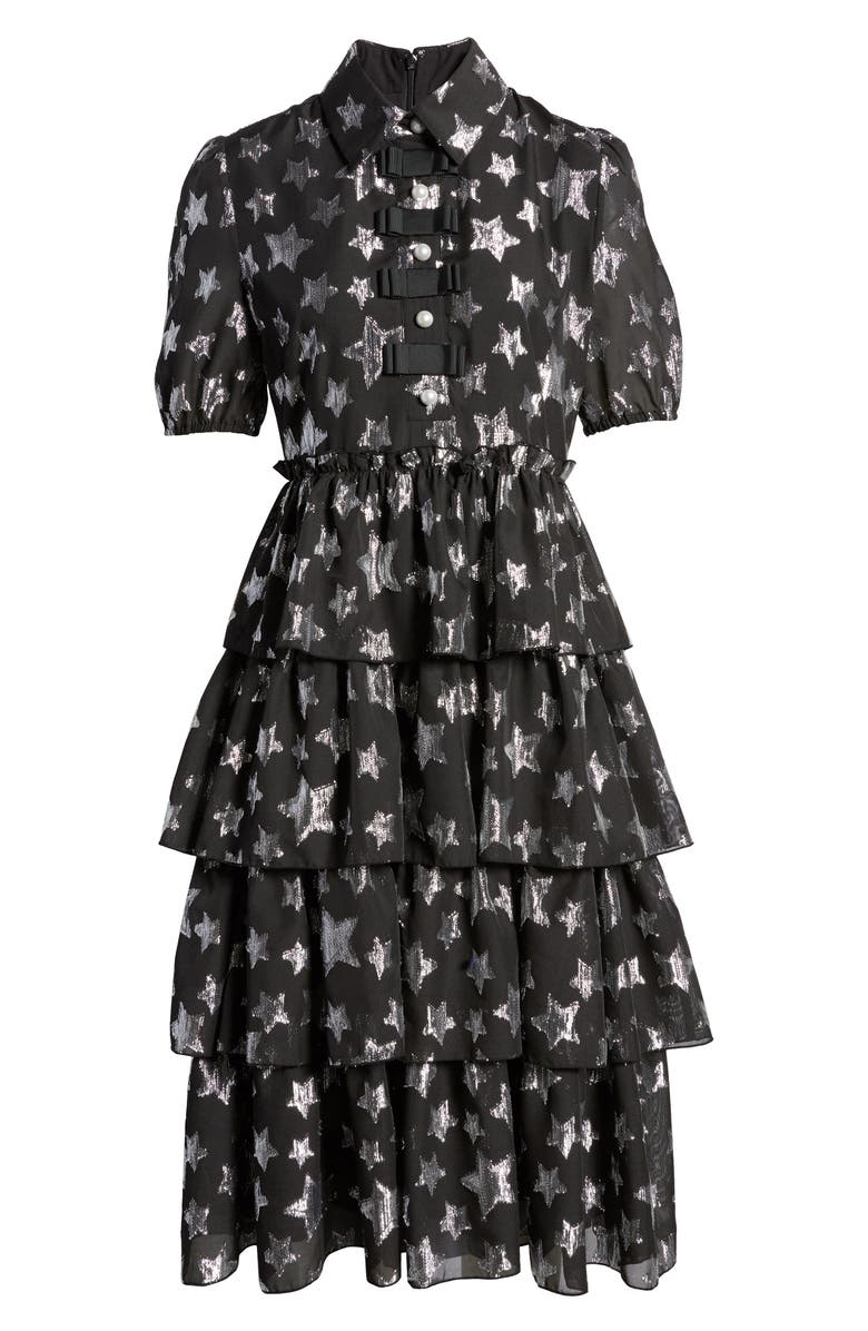 Halogen<sup>®</sup> x Atlantic-Pacific Metallic Star Chiffon Dress, Alternate, color, 