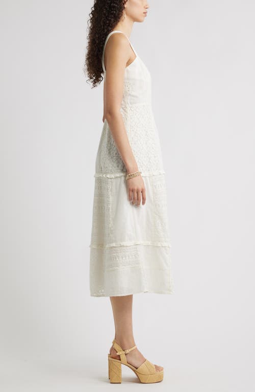 Chelsea28 Sleeveless Embroidered Eyelet Midi Sundress In White