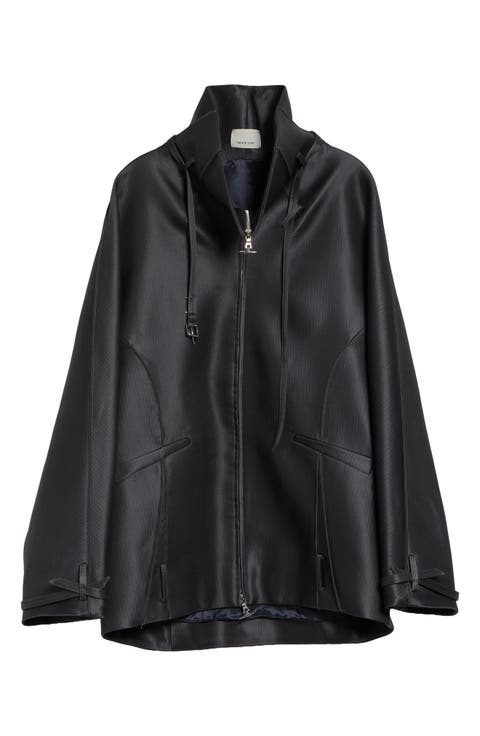 Beltled Collar Wool & Silk Cocoon Coat