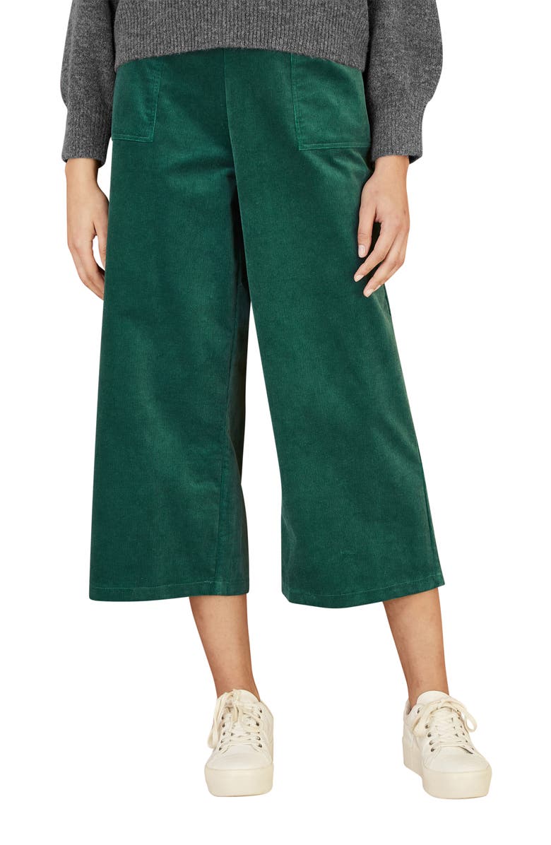 Yumi Cord Cropped Wide Leg Pants, Main, color, Green