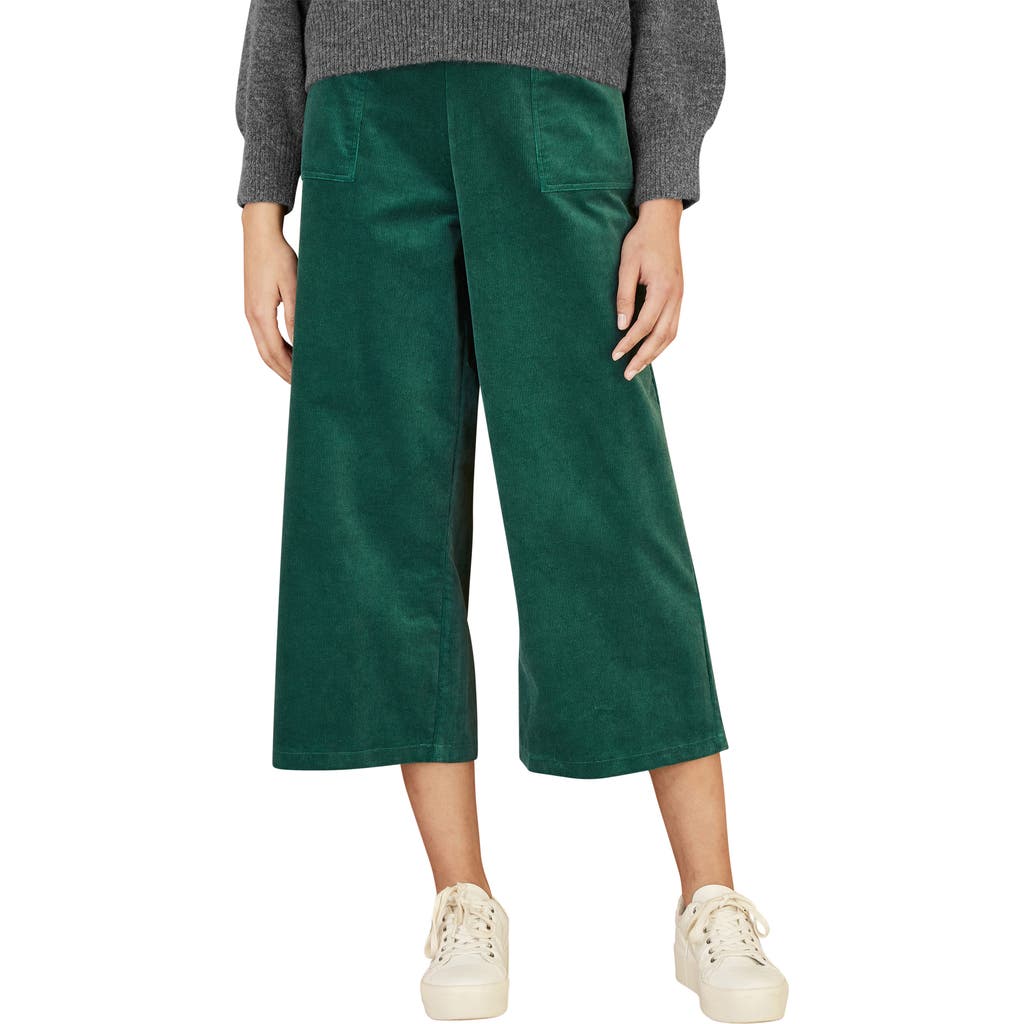 Yumi Cord Cropped Wide Leg Pants In Green