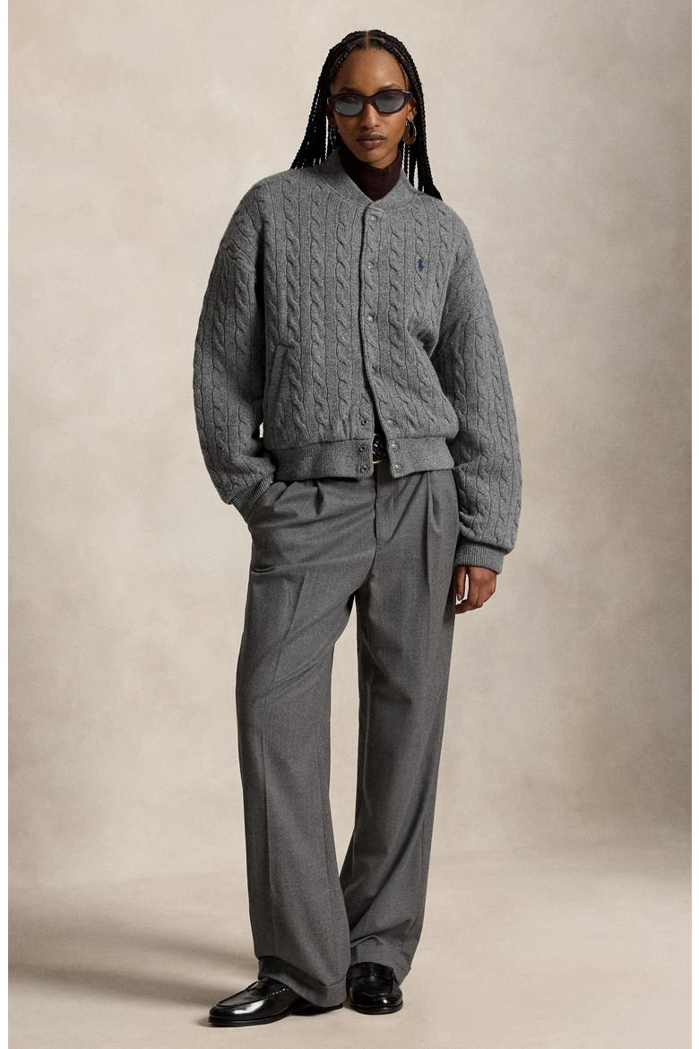 Wool & Cashmere Bomber Jacket, Alternate, color, FLANNEL GREY HEATHER