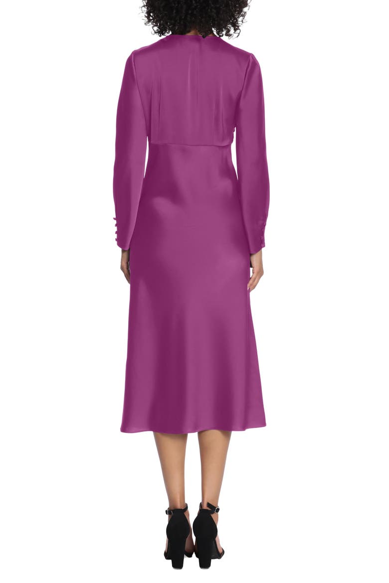 Twist V-Neck Long Sleeve Midi Dress, Alternate, color, DARK PURPLE