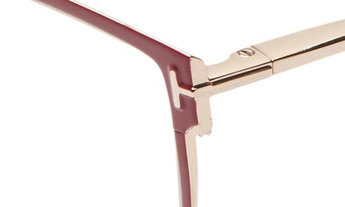 Tom Ford 55mm Cat Eye Blue Light Blocking Glasses In Bordeaux/gold