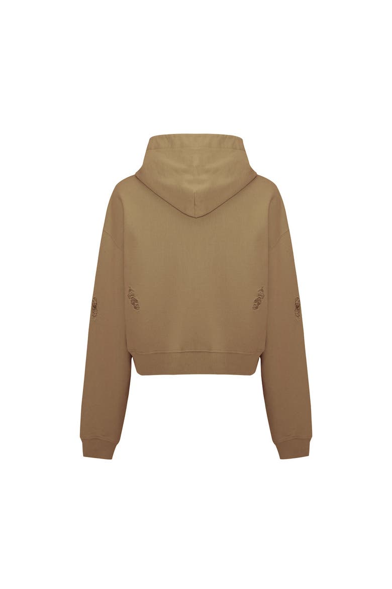 Cotton Destroyed Zip Up Hoodie, Alternate, color, COVERT GREEN