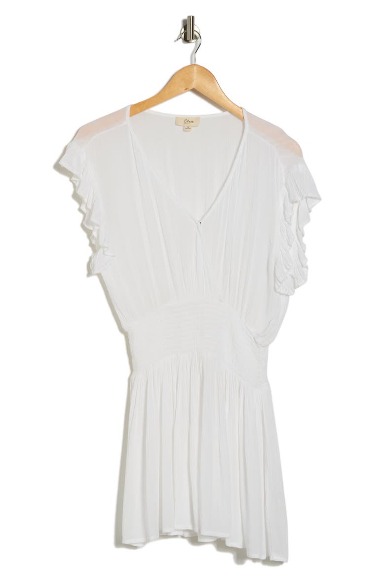Ruffle Cap Sleeve Cover-Up Minidress, Alternate, color, WHITE
