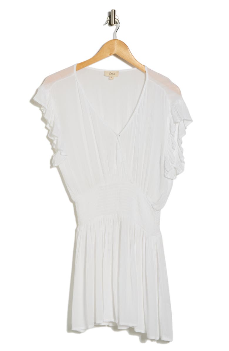 Elan Ruffle Cap Sleeve Cover-Up Minidress, Main, color, White
