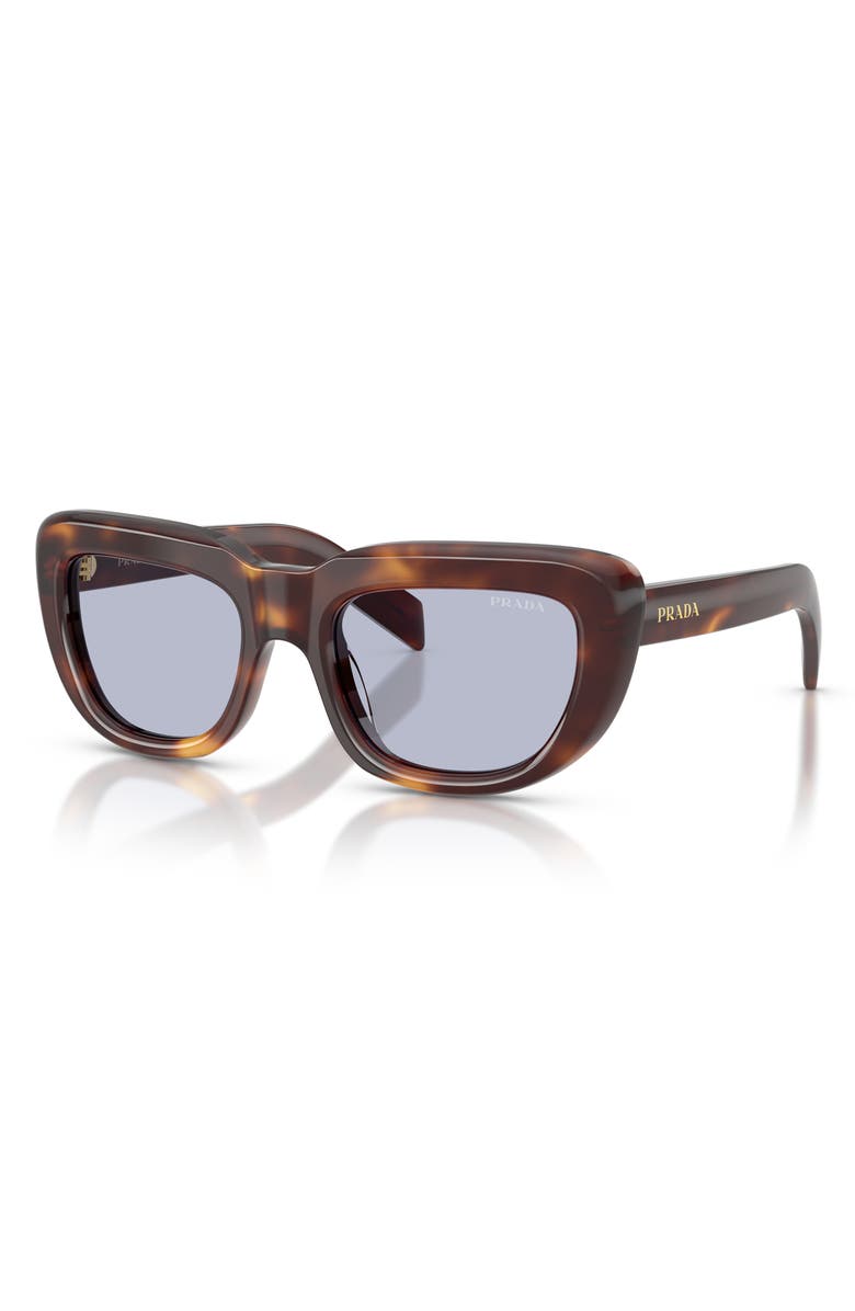 Prada 53mm Rectangular Sunglasses, Alternate, color, Classic Tortoise / Blue