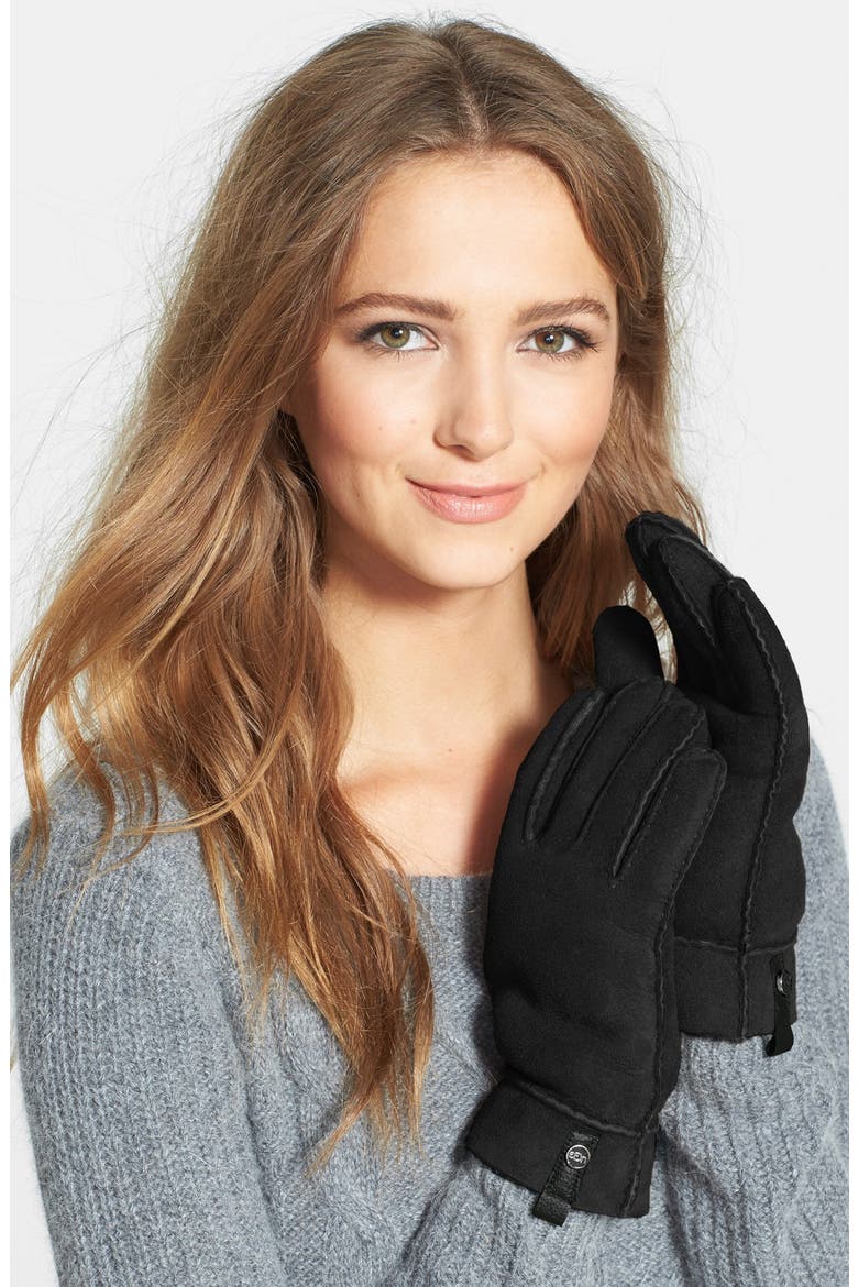 Australia 'Tenney' Genuine Shearling Gloves, Main, color, BLACK